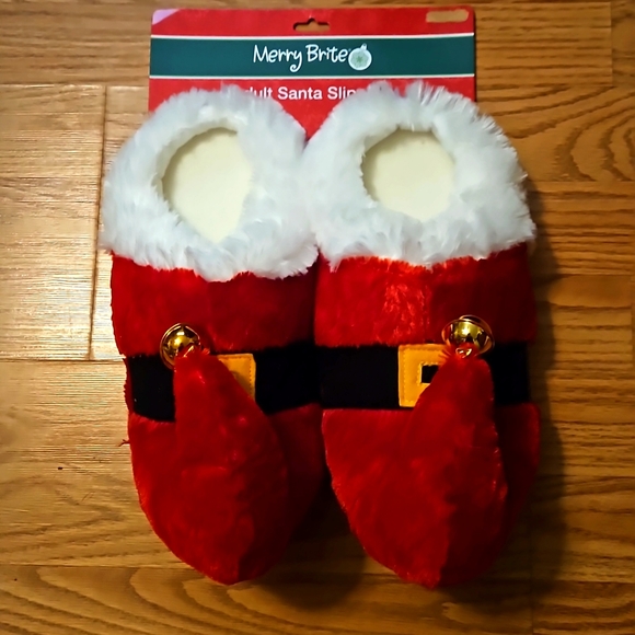 Merry Brite Adult Santa Slippers with Bells. Christmas New Size 7/8 - Picture 1 of 7